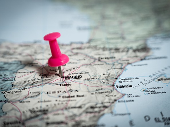 map of spain with pin 